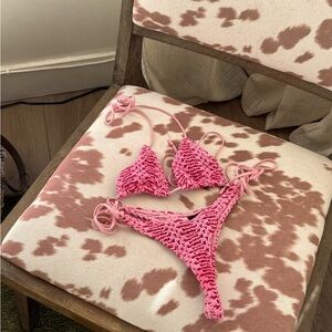 TRIANGL Pink Crochet Bikini Set